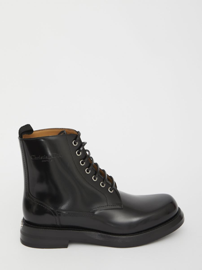 Dior Leather Carlo Boots In Black