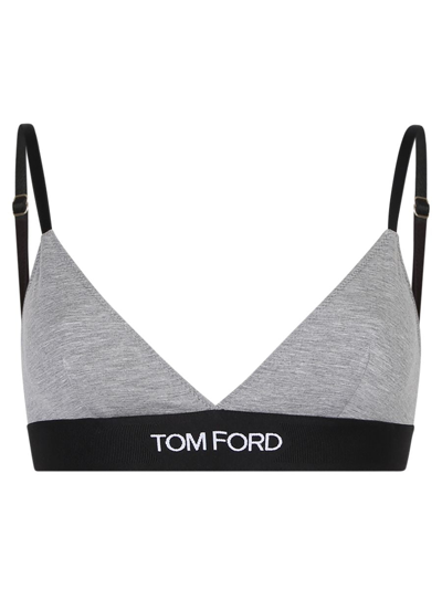 Tom Ford Bralette With Logo In Grey