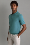 Reiss Maxwell - Ocean Green Merino Wool Half-zip Polo Shirt, Xxl