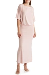 Go Couture Blouson Elbow Sleeve Maxi Dress In Mauve Cupro