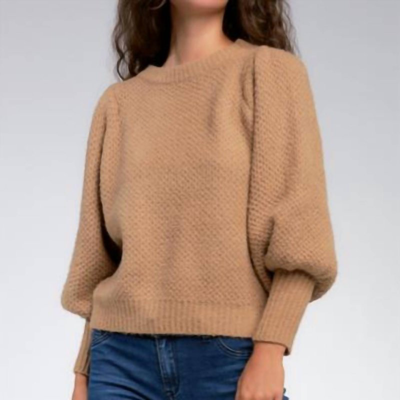 Elan Puff Sleeve Sweater In Brown