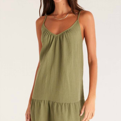 Z Supply Amalia Gauze Mini Dress In Olive In Green