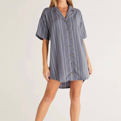 Z Supply James Linen-blend Mini Dress In Grey