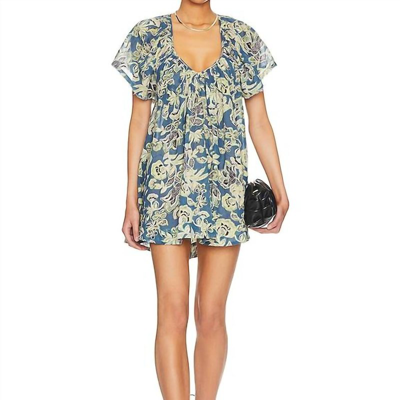 Free People Kauai Getaway Printed Mini Dress In Blue