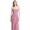 AFTER SIX STRAPLESS PLEATED FAUX WRAP TRUMPET GOWN WITH FRONT SLIT