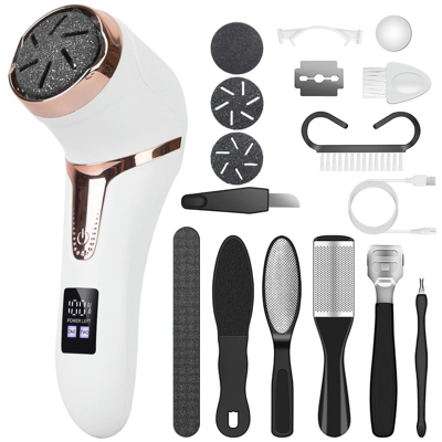 Vysn 17pcs Electric Foot Callus Remover With Vacuum Foot Grinder Rechargeable Foot File Dead Skin Pedicur