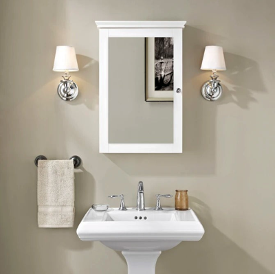 Crosley Furniture Lydia Mirrored Bathroom Wall Cabinet In White