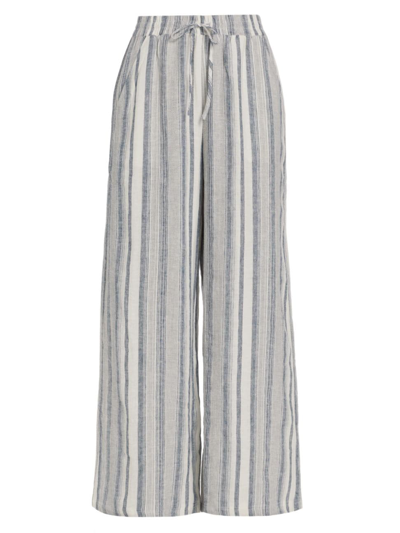 Splendid Women's Bailey Striped Linen-blend Wide-leg Pants In Grey Mist Stripe