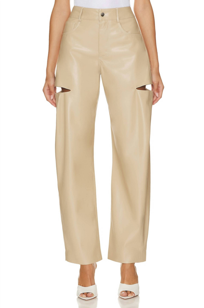 Lamarque Faleen Faux Leather Trousers In Wheat In Beige