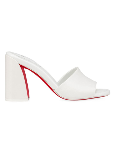 Christian Louboutin Jane Leather Red Sole Mule Sandals In Blanc