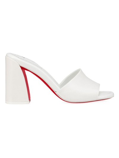 Christian Louboutin Jane Leather Red Sole Mule Sandals In Bianco