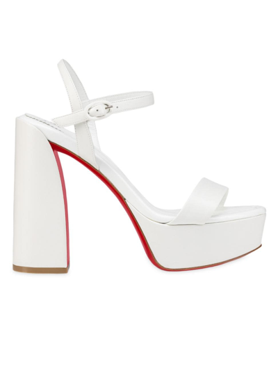 Christian Louboutin Movida Jane Leather Red Sole Platform Sandals In Bianco