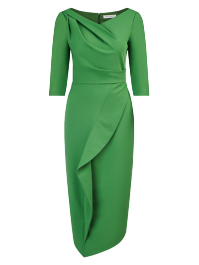 Kay Unger Women's Joelle Ruffled Midi-dress In Lush Green