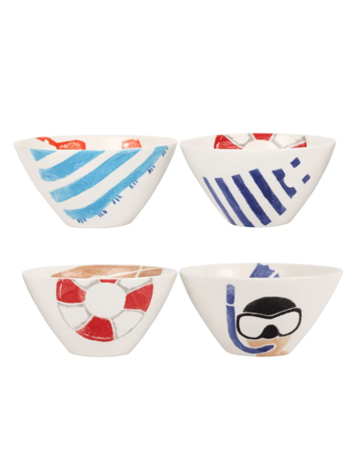 Vietri Riviera 4-piece Assorted Cereal Bowl Set In Open Misce