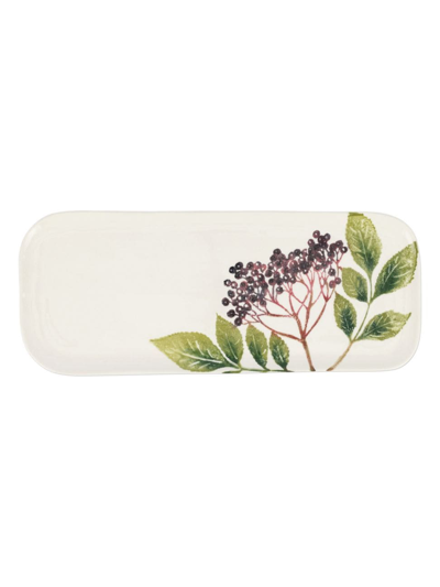 Vietri Foresta Primavera Elderberry Narrow Rectangular Platter In Green