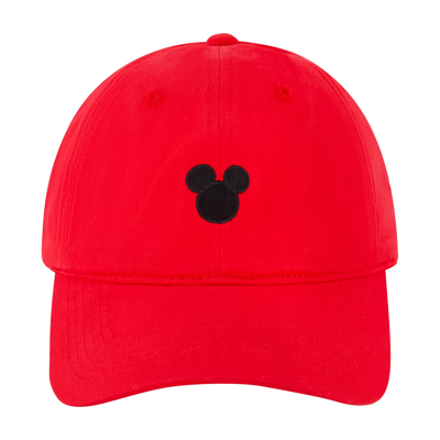 Disney Mickey Adjustable Baseball Embroidery Cap In Red