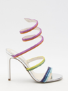 René Caovilla Rainbow Silver Sandal With Multicolored Crystals 105 In Multicolor