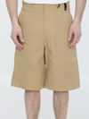 Fendi Paper Canvas Bermuda Shorts In Beige