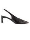 Halmanera Black Leather Slingback Heels Pumps In Nero