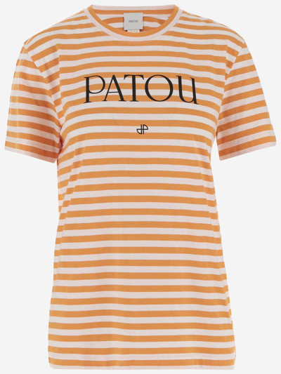 Patou Embroidered Cotton T-shirt In Orange