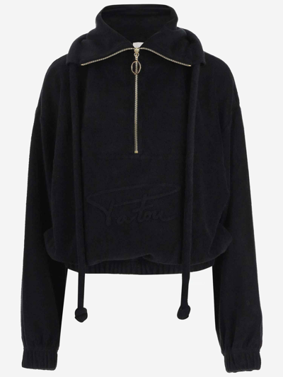 Patou Cotton Sweatshirt With Embossed  Signature In Black