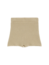 Max Mara Ribbed Fisherman's Knit Cotton Shorts In Kaki
