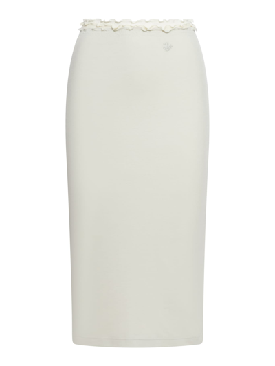 Jil Sander 3 Layered Mid Lenght Skirt With Mini Embroidered Logo Detail In Nude & Neutrals