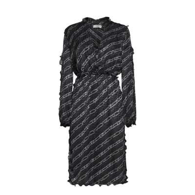Fendi Printed Silk Midi Dress In Black