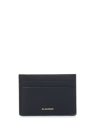 Jil Sander Logo-print Leather Cardholder In Black