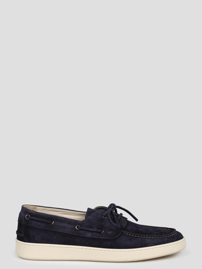 Corvari Suede Boat Loafers In Blue