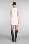 Diesel D-logo High-neck Ribbed Dress In Beige