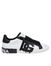 DOLCE & GABBANA BLACK AND WHITE CALFSKIN LOW SNEAKERS