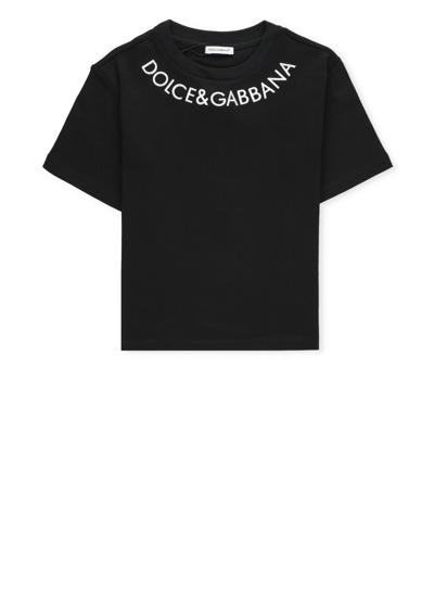 Dolce & Gabbana Kids' Logo-print Cotton T-shirt In Black