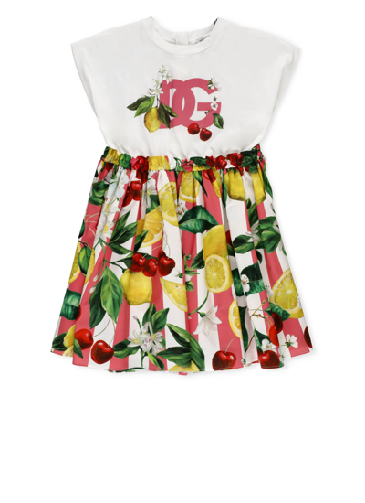 Dolce & Gabbana Kids' Printed Cotton Shirt Dress In Multicoloured