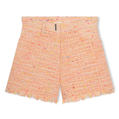 Givenchy Kids' 4g-monogram Tweed Shorts In Orange