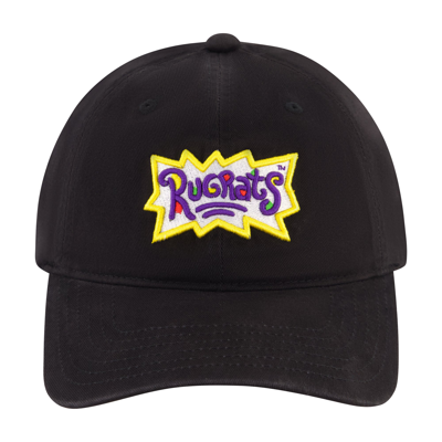 Nickelodeon Nick Splat Rugrats Core Logo Dad Cap With Screen Print Under Visor In Black