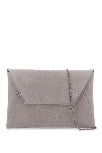 Brunello Cucinelli Envelope Bag In Grey