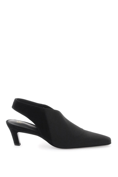 Totême Fabric Kitten-heel Slingback Pumps In Black