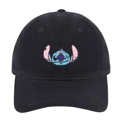 Disney Stitch Winky Face Embroidery Dad Cap In Black