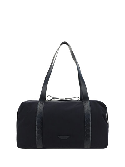 Bottega Veneta Travel Bag In Black-silver