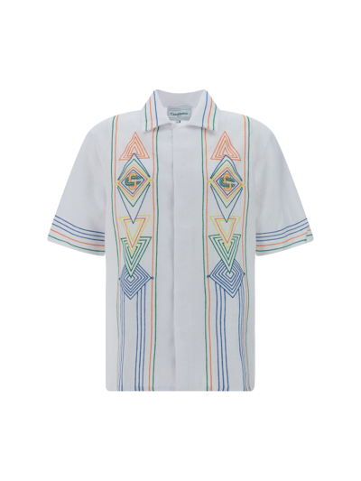 Casablanca Chain Stitch-embroidered Linen Shirt In Le Fil De La Musique