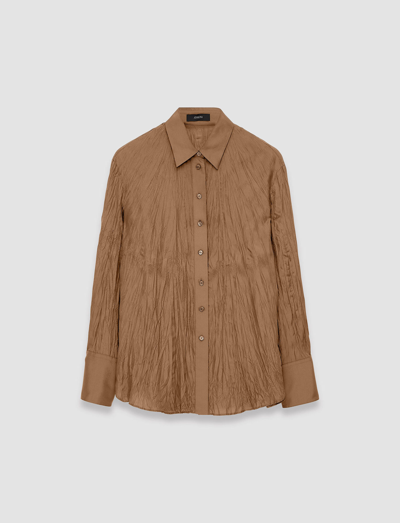 Joseph Bercy Crinkled Button-down Silk Blouse In Frozen Mocha