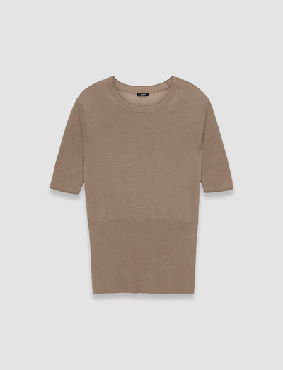 Joseph Refined Cotton Silk Top In Frozen Mocha