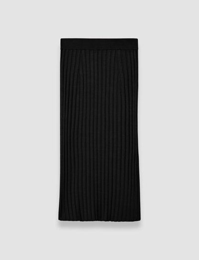 Joseph Satiny Rib Knitted Skirt In Black