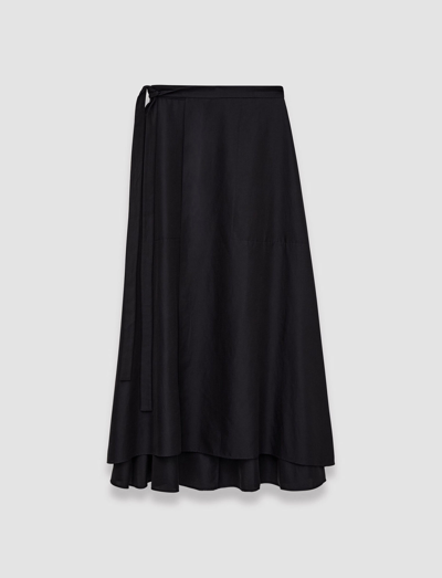 Joseph Alix Cotton Midi Wrap Skirt In Black