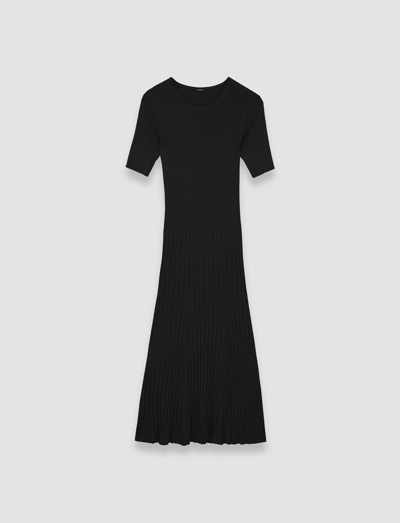 Joseph Satiny Rib Knitted Dress In Black