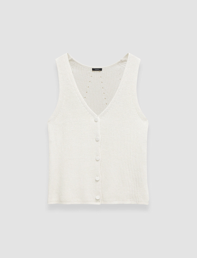 Joseph Sleeveless Ribbed Button-down Vest In Ivory