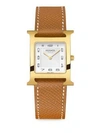 HERMÈS WATCHES WOMEN'S HEURE H 30MM GOLDPLATED STAINLESS STEEL & LEATHER STRAP WATCH,408134447805