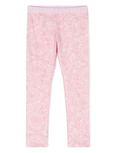 Versace Leggings Barocco Kids In Pink