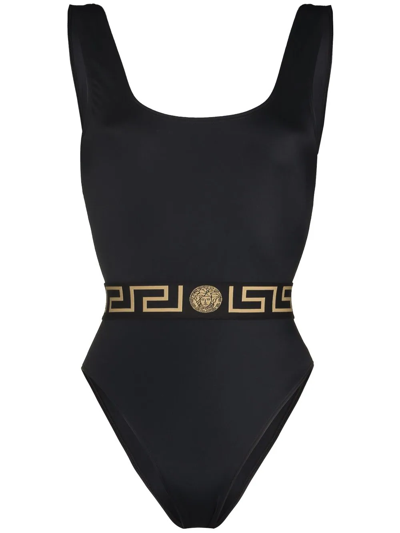 Versace Costume Intero Con Logo In Black